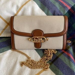 🌾 Coach Jade Chain Crossbody Natural Brown wristlet
